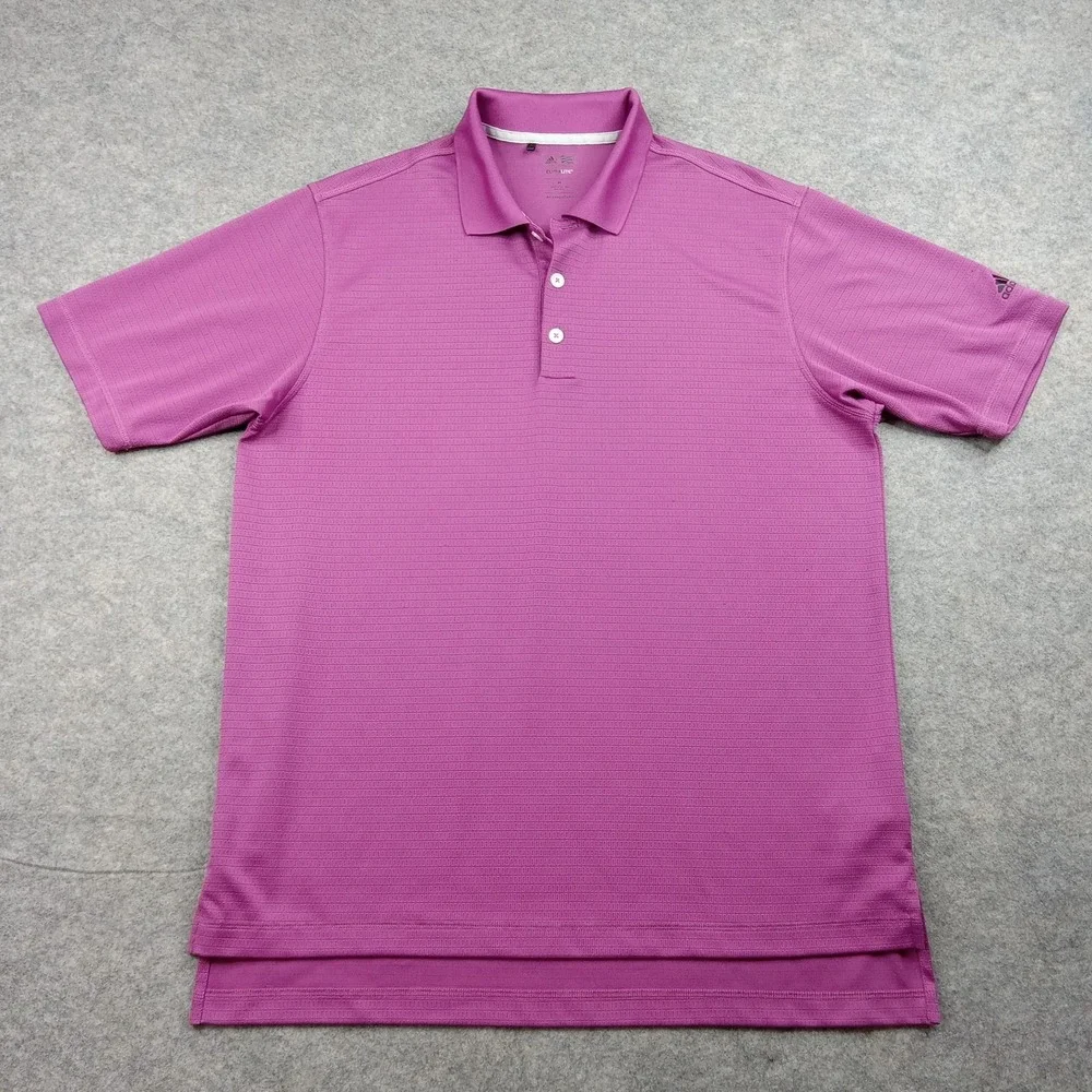 Adidas Golf Polo Shirt Mens Medium Purple Climalite‎ Performance Short Sleeve